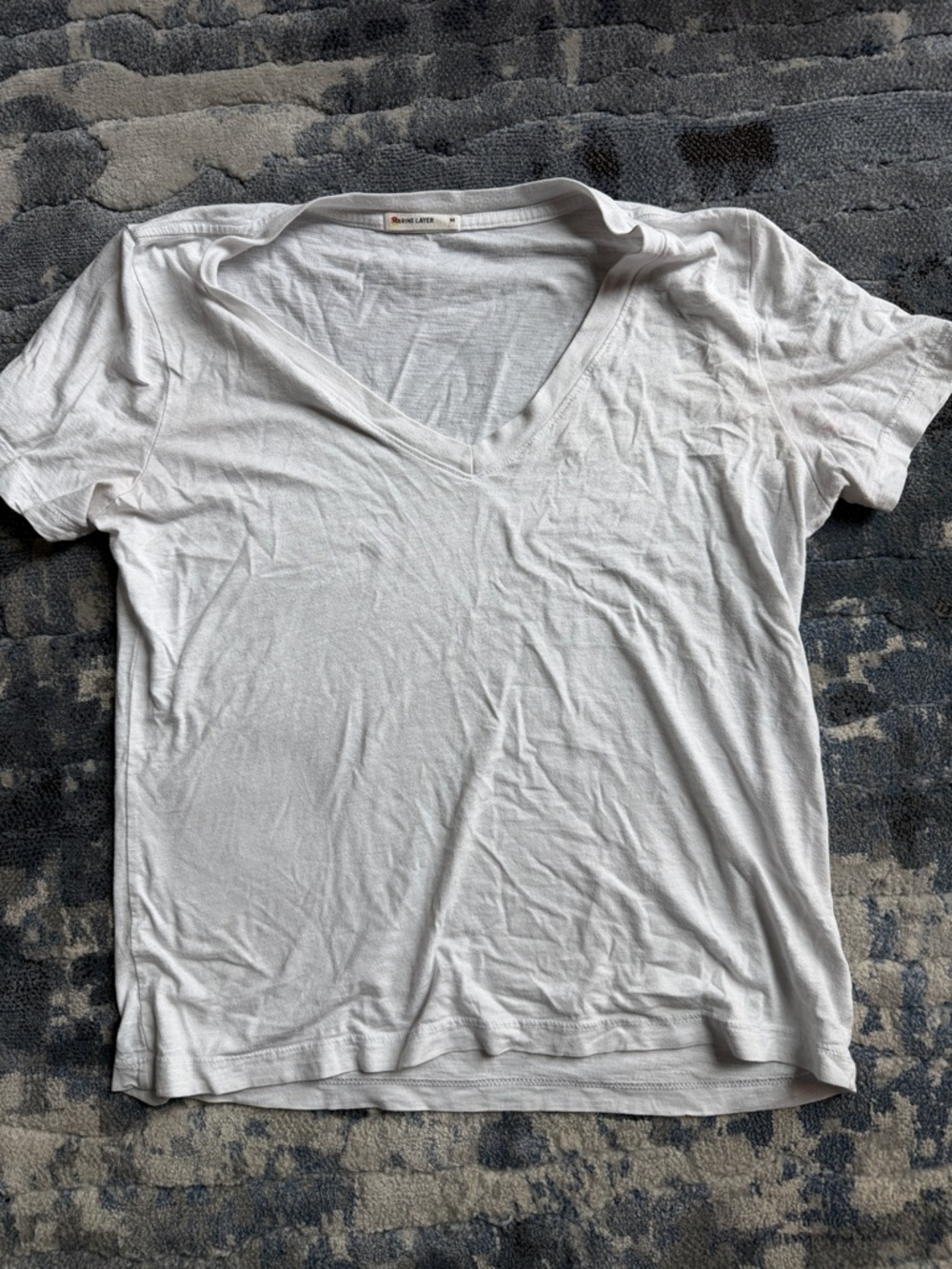 Marine Layer Women's White V-Neck Short Sleeve Tee